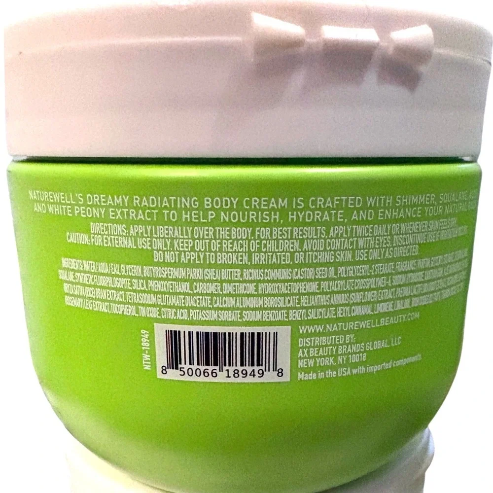 NatureWell Dreamy Radiating Body Cream with Shimmer‎ and Squalane 12 oz Jar